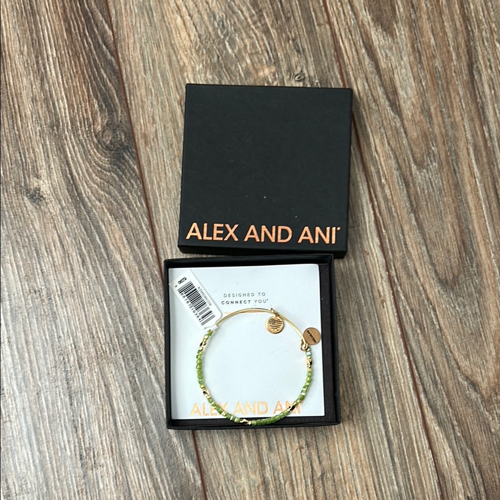 NWT Alex and Ani Gold and Green Bracelet